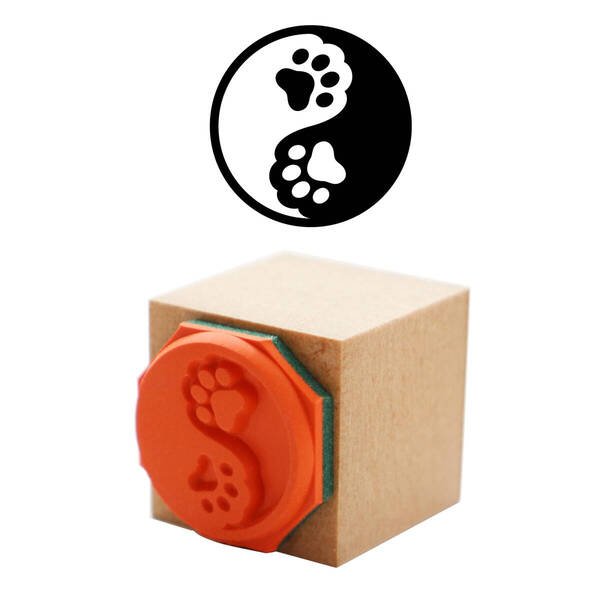 ハンコ 肉球の太極図 かわいいスタンプ・はんこ・ゴム印 犬猫の手足のタオマーク 印影サイズ:直径17mm