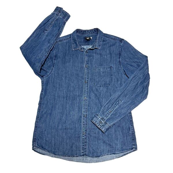 Lサイズ H&M デニム長袖シャツ メンズ ワーク サーファー カジュアル