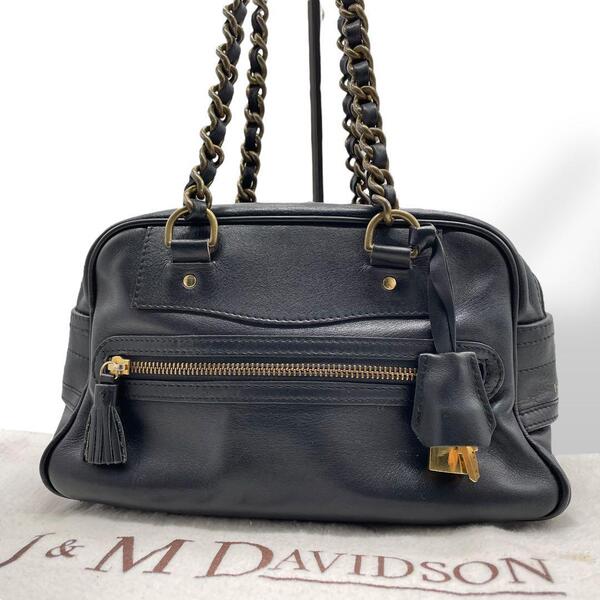 極美品 J&M Davidson チェーンショルダーバッグ レザー 黒 保存袋