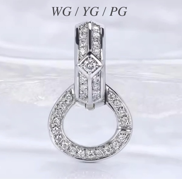 K18YG WG PG バチカン パーツ ダイヤモンド チャーム留め ダイヤ 18K チェーンパーツ クラスプ ロック付き マルチバチカン YG