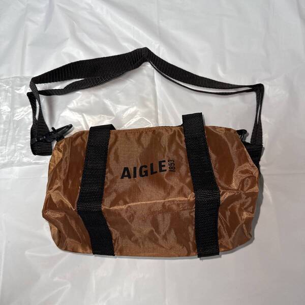 ◆当日発送◆【新品未使用品】 AIGLE エーグル 2way ミニボストンバッグ ナイロン製 ブラウン ショルダー アウトドア レジャー 旅行