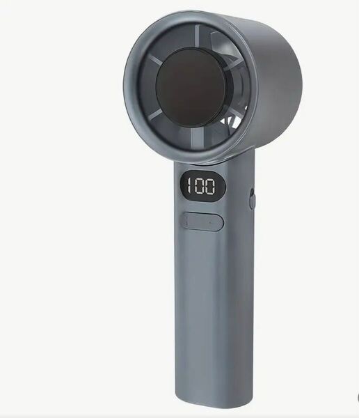 ハンドヘルド小型ファン 強力な120速度変速 LEDディスプレイ 長いバッテリー寿命 ミニUSB充電 小型ファン ケーブル付き 1800mAH グレー
