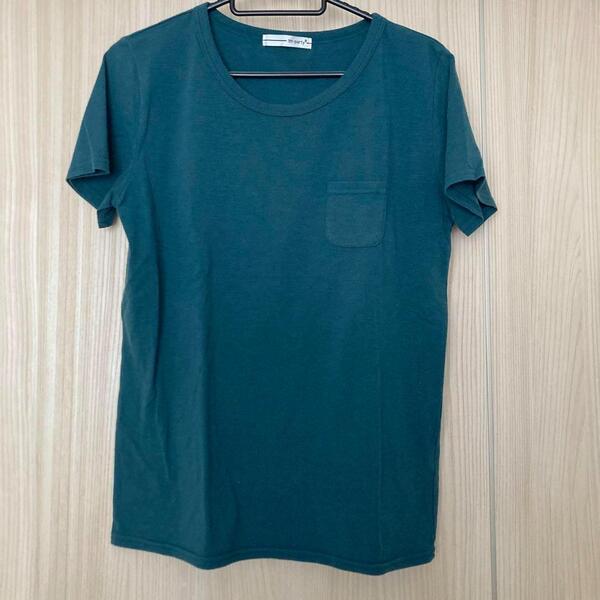22【USED】ダークグリーン 半袖 Tシャツ 左胸ポケット