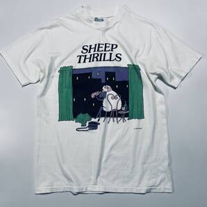 Tシャツ アート キャラクター ファニー 80年代 80s USA製 古着 ビンテージ XL made in USA SHEEP THRILLS by CLOVIS シングルステッチ