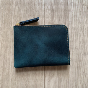 ■新品■ 本革■ミニ財布【ブルー】① 財布 L字 小さい メンズ レディース ウォレット レザー 小銭入れ ヴィンテージ