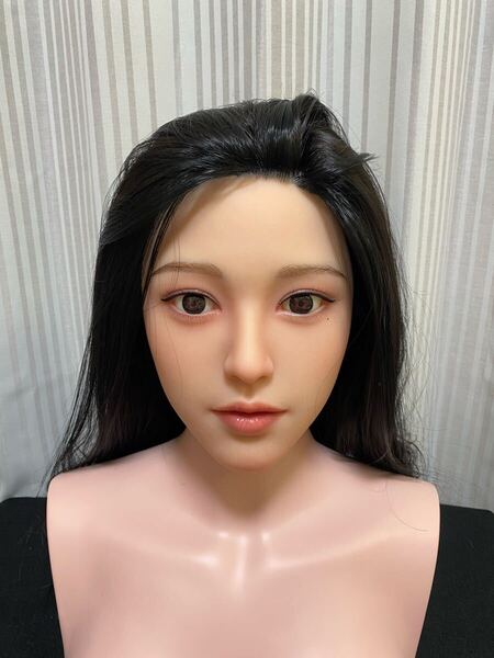 等身大 リアルドール ヘッド シリコン製 髪毛 睫毛 モヘア植毛 口可動 舌付き 職人メイク M16ボルト