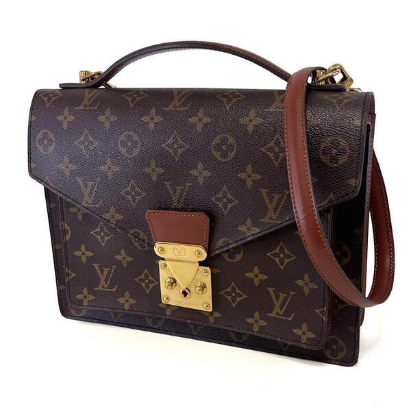 Louis Vuitton ルイヴィトン モンソー モノグラム 2way ハンドバッグ ショルダーバッグ M51185 PVC レザー 美品