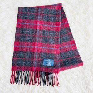 美品 johnstons of elgin ジョンストンズオブエルガン マフラー ストール カシミヤ カシミア 100% レッド 赤 グレー チェック