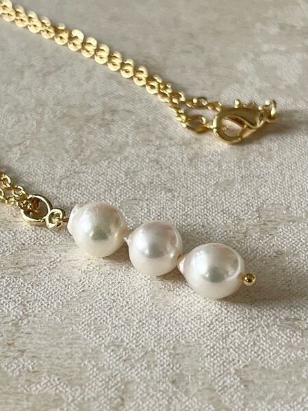 【新品】あこや真珠 3粒付きペンダント パールネックレス 結婚式 冠婚葬祭 アコヤ真珠 pearl necklace アクセサリー 本真珠