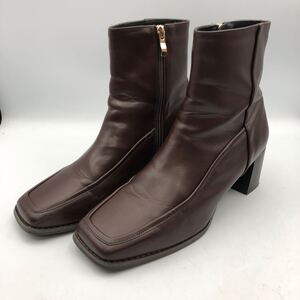 O195Y oriental traffic オリエンタル トラフィック レディース ショートブーツ LL 約 25cm ブラウン サイドジップ