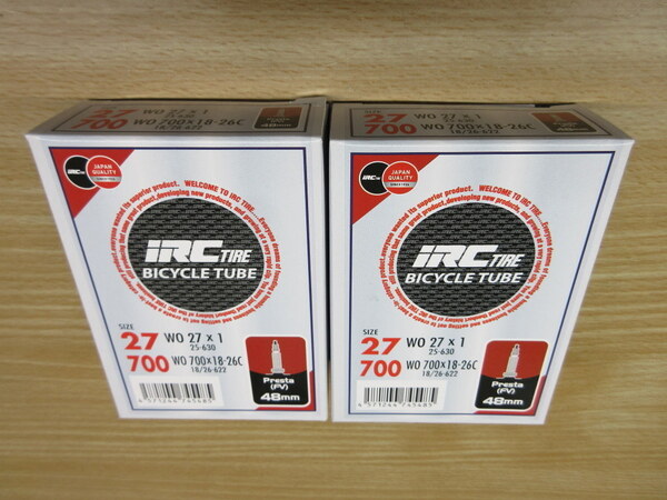 ■700x18-26C(18/26-622) IRC 仏式チューブ/48mmロングバルブ 2本セット 新品