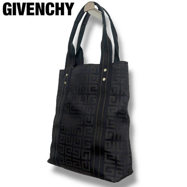 美品 GIVENCHY ジバンシー トートバッグ ハンドバッグ ナイロン 茶 ブラウン 4Gロゴ モノグラム フラップ A4収納可 メンズ レディース