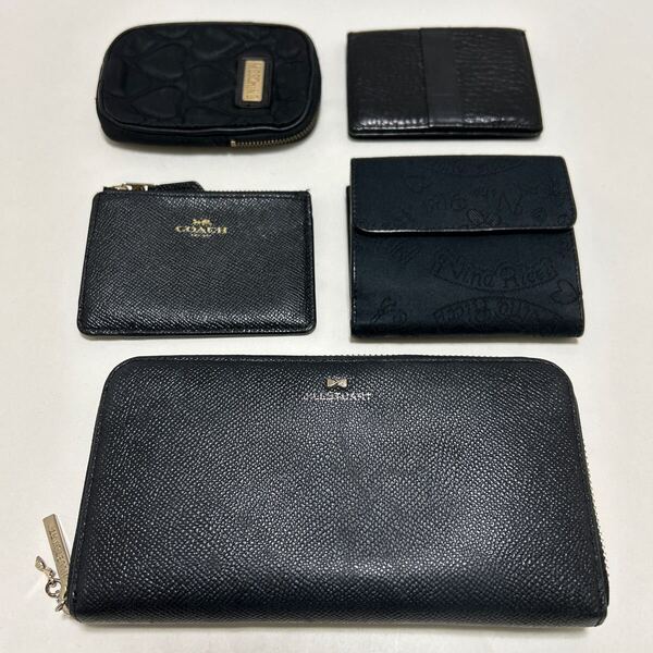 ★ブラック 財布&小物 5点セット★ COACH コーチ ジルスチュアート ニナ リッチ×2 MOSCHINO 黒 【送料無料】0407