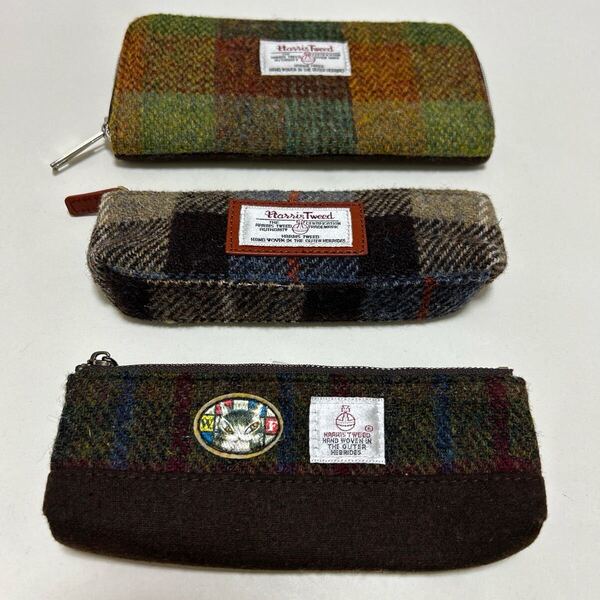 ☆良品☆ ◆HARRIS TWEED ハリスツイード 3点セット 未使用品あり◆ 長財布 ペンケース×2 わちふぃーるど ダヤン 【送料無料】0421