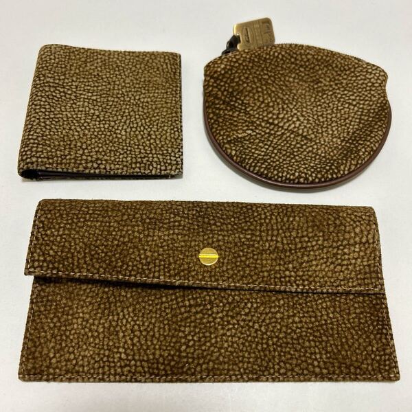 ◆BORBONESE redwall ボルボネーゼ 財布&小物 3点セット◆ 長財布 折り財布 ポーチ うずら柄 イタリア製 【送料無料】0425