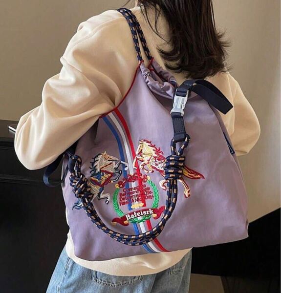 乗馬 馬 馬柄バッグ パープル Mサイズ 新品