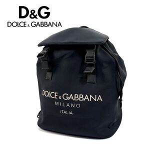 【美品】DOLCE & GABBANA ドルチェ&ガッバーナ ナイロン レザー リュック バックパック パレルモテクニコ ロゴ ブラック イタリア製