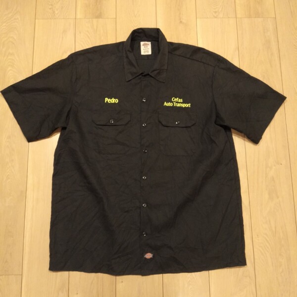 USA古着卸 XLサイズ Dickies ディッキーズ Pedro Cefas Auto Transport 刺繍 半袖シャツ