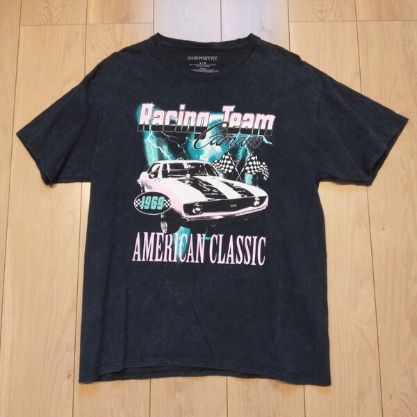 USA古着卸 Lサイズ CHEMISTR ケミストリー Racing Team Camars1969 AMERICAN CLASSIC プリント ムラ染め Tシャツ