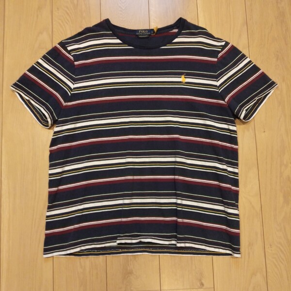 USA古着卸 XLサイズ Polo Ralph Lauren ポロラルフローレン ロゴ刺繍 ボーダー Tシャツ