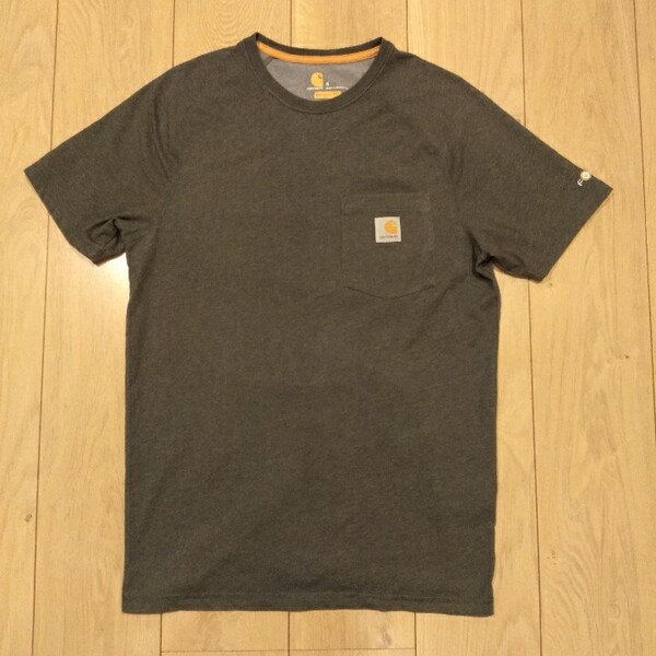 USA古着卸 Sサイズ Carhartt カーハート 胸ポケット ラグランスリーブ FORCE 袖プリント Tシャツ