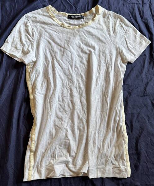 ドルガバ Tシャツ 40 ドルチェ&ガッバーナ シンプル 白 切り替え 高級タイプ