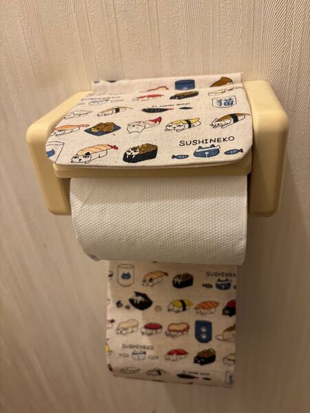NO.393 ハンドメイド トイレットペーパーホルダーカバー猫柄 寿司猫
