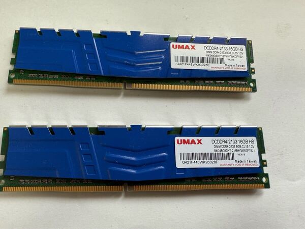 即決、送料無料UMAX DCDDR4-2133 16GB HS - PC4-17000/DDr4-2133 288Pin DDR4 UDIMM 16GB(8GB x2) 動作品