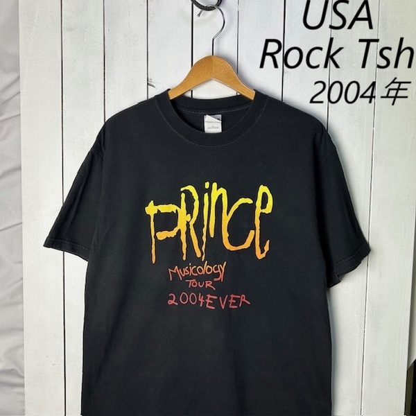 バンドT・ロックT USA古着 2004年 Prince Musicology ツアーTシャツ 黒 L オールド ヴィンテージ プリンス アメリカ古着 00s 当時物 ●72