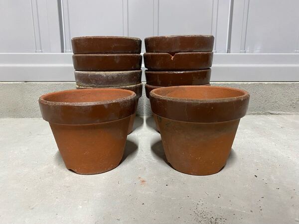 植木鉢 素焼き 4号 10点セット 小品盆栽 観葉植物 多肉植物 山野草 花 雑木 松盆栽 松柏 ガーデニング 深鉢 鉢 盆栽鉢