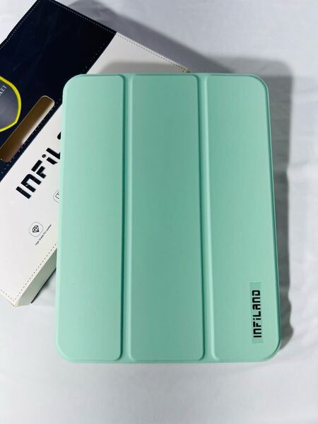 iPad mini6 ケース ミントグリーン 透明バックカバー
