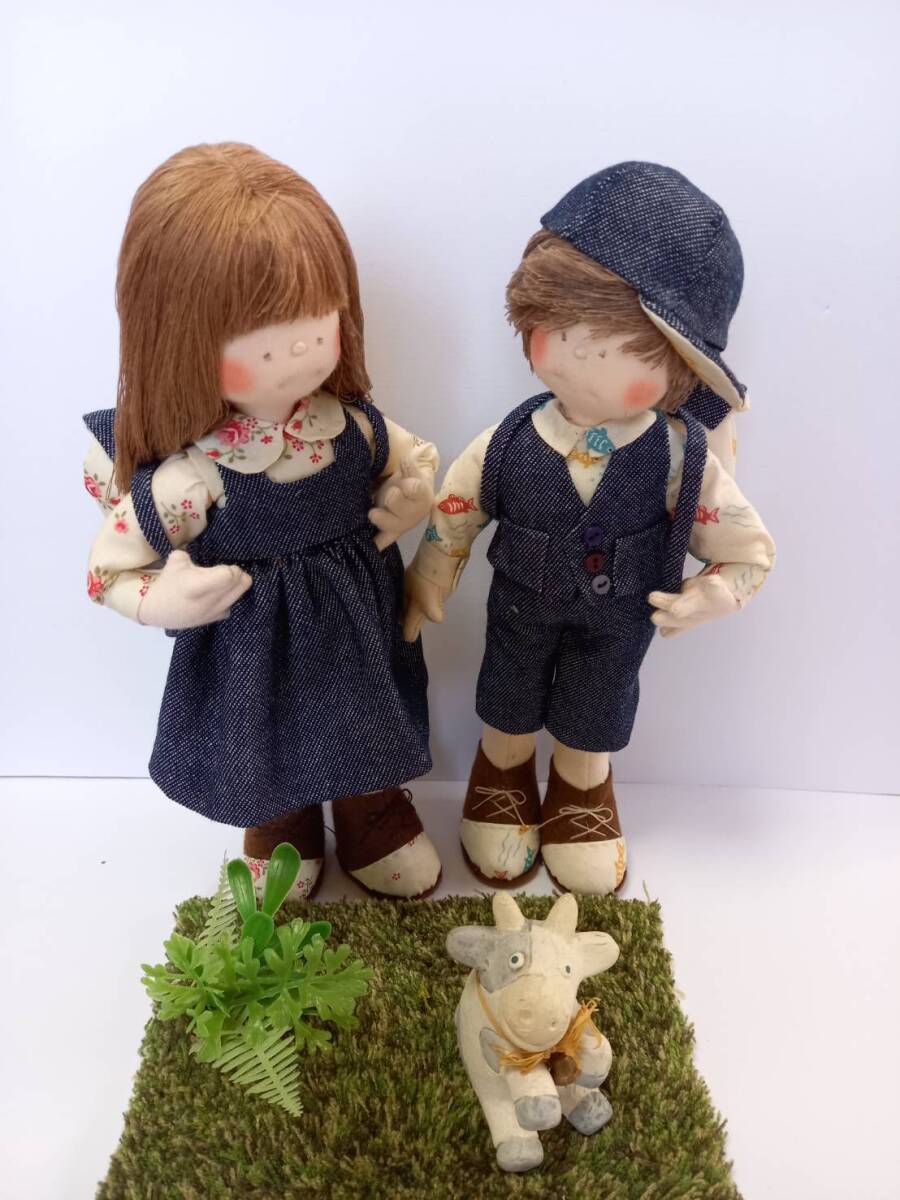 新品】ハンドメイドカントリードールネコちゃん＆ネコ耳女の子の