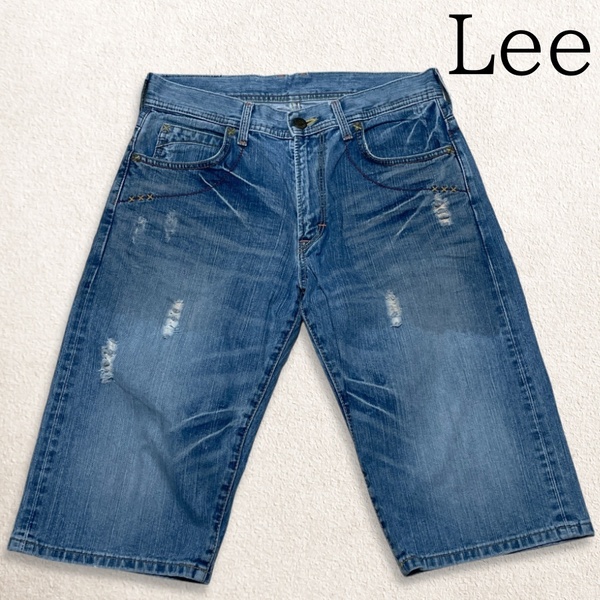 春夏【 Lee RIDERS 】ダメージデニム ハーフパンツ メンズ ジーパン メンズデニム 半ズボン リー