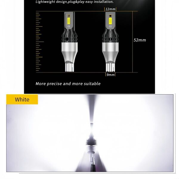 T10 T16 LED 爆光 6800lm ヘッドライトLEDチップ搭載 ホワイト6500k ホワイト バックランプ 2個セット 12v 24v