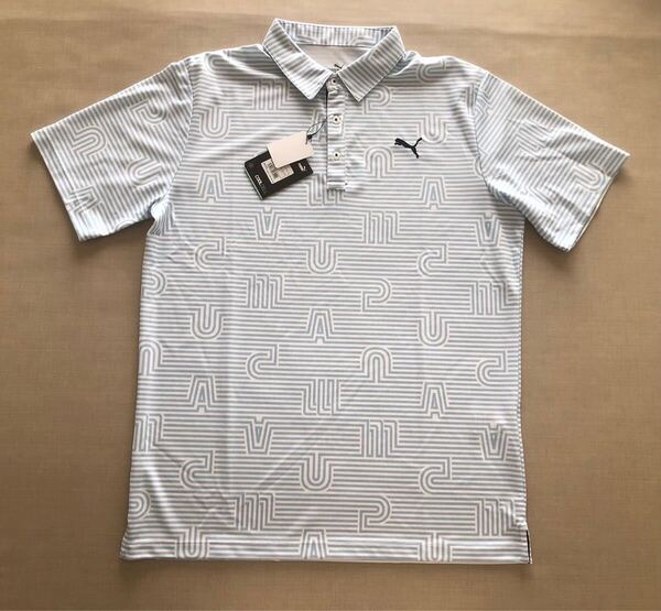 送料無料◆新品◆PUMA GOLF ストレッチ カノコ ユニークストライプ AOP ポロ◆(XL)◆627647-02◆プーマ ゴルフ・半袖シャツ