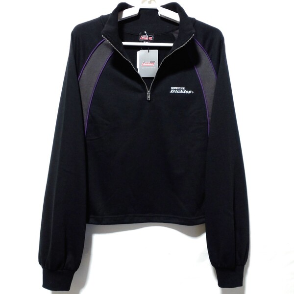 特価/未使用【サイズ=L(レディス)】GENUINE DICKIES/ディッキーズ/レディス/裏毛/ハーフジップ/プルオーバー/胸囲=86~94cm/black