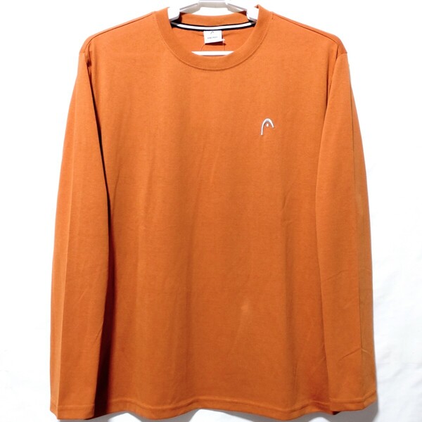 特価/未使用【サイズ=L】HEAD/ヘッド/ワンポイント刺繍/メンズ/長袖/Tシャツ/胸囲=96~104cm/orange