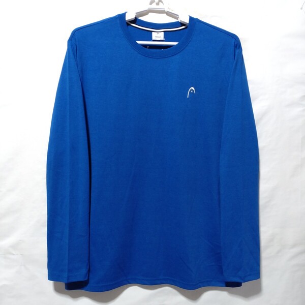 特価/未使用【サイズ=L】HEAD/ヘッド/ワンポイント刺繍/メンズ/長袖/Tシャツ/胸囲=96~104cm/royal.blue