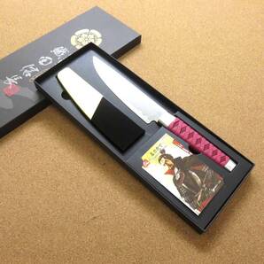 包丁 小三徳 名刀包丁 織田信長モデル 14cm (140mm) ニッケン刃物 関の刃物 へし切長谷部 戦国武将 両刃 ステンレス 小形包丁 日本製
