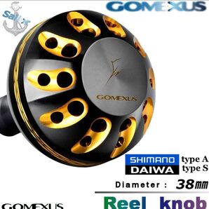 ゴメクサス Gomexus ☆パワーハンドルノブ/38mm/ブラックゴールド/ツインパワー/18レガリス/ルビアス/カルディア/エクスセンス 等に