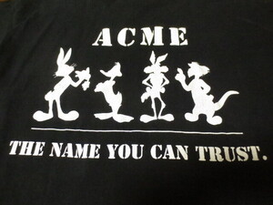 90's TM&1991 WARNER BROS. INC ACME CLOTHING Co. ルーニーデューレズ ワーナーブラザーズ 長袖プリントティーシャツ 黒系 フェード