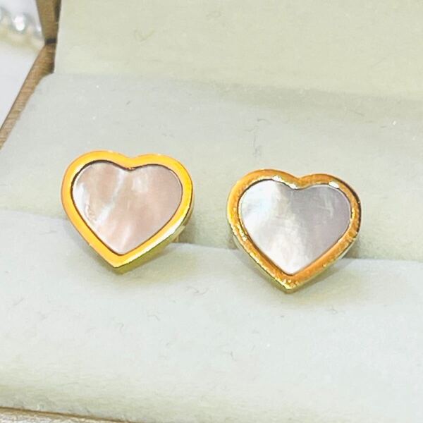 白蝶貝 ピアス シルバー 天然 白蝶貝殻 ハート ゴールド アクセサリー ゴールド系