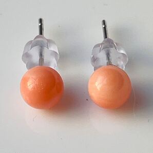 サンゴピアス サンゴ 珊瑚 デザインピアス コーラル サンゴ 直結ピアス 桃珊瑚 5-6mm シルバー