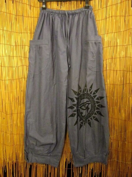 ①新品*男女兼用*コットン素材*ホルスの目プリント*カーゴタイプ*ロングパンツ