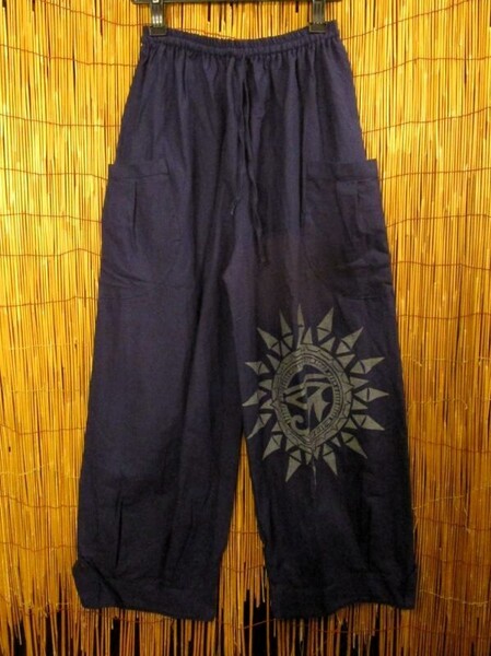④新品*男女兼用*コットン素材*ホルスの目プリント*カーゴタイプ*ロングパンツ