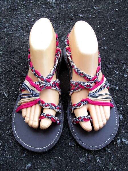 【24・5cm〜25cm】⑨新品*編み編み*紐サンダル