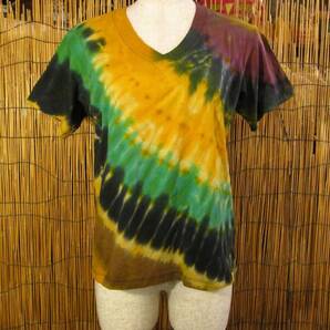⑤新品*男女兼用*コットン素材*タイダイ染め*Vネック*半袖*Tシャツ