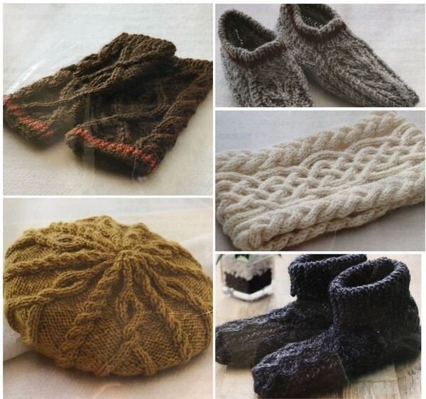 再入荷/ラスト1点【5種まとめて】アラン模様を編みこむあったか小物 ハンドメイド 手芸キット 編み物 手作り 棒針 とじ針 なわ編み針 新品