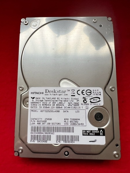 不良返金保証 HITACHI HDT722525DLA380 ディスク容量:250GB SATA300 HDD (AA40)