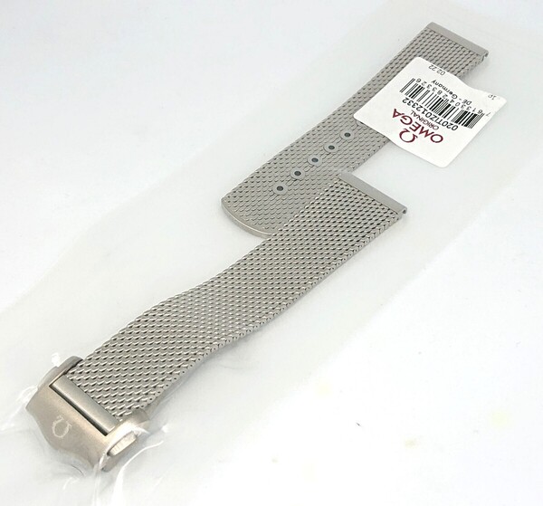 未開封 未使用 OMEGA オメガ 純正 チタン メッシュ ベルト ブレス バックル付き 20mm 【OM025】